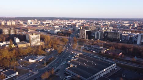 AERIAL-Fly-By-along-a-Highway-in-Vilnius-Industrial-District