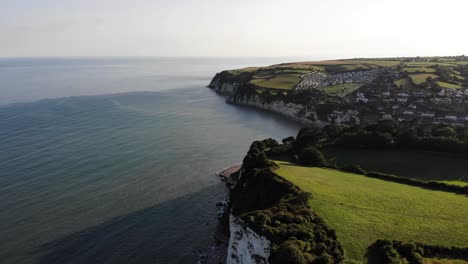 Aerial-Above-Chalk-Cliffs-On-Seaton-Coastline-Next-To-English-Channel