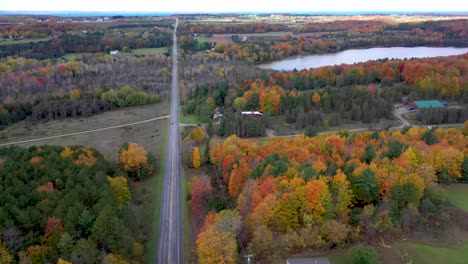 Autumn-aerial-Drone-4K-Michigan-Road