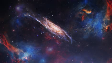 Galaxie-Mit-Sich-Bewegenden-Sternen-Und-Gaswolke,-Universum-4k