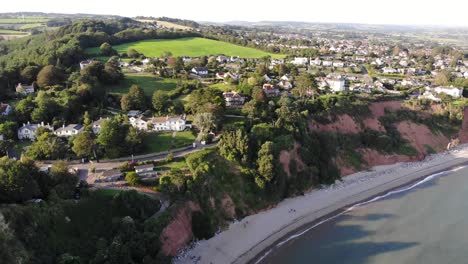 Aerial-View-Of-Seaton-Seaside-Town-And-Beach
