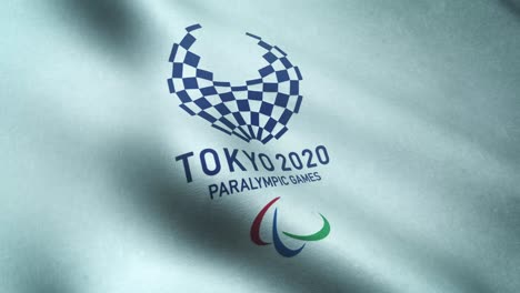 Realistic-flag-of-Tokyo-2020-Paralympics-waving-with-highly-detailed-fabric-texture