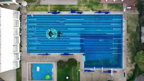 Lanes-of-Outdoor-Swimming-Pool-at-Real-Club-Espana-Sports-Club,-Aerial