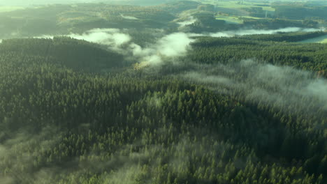 Weiße-Wolken-über-Den-Grünen-Waldhügeln-Von-Sommerain-In-Belgien---Luftbild