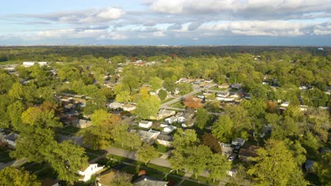 Aerial-View-of-Suburban-Neighborhood-in-Early-Autumn