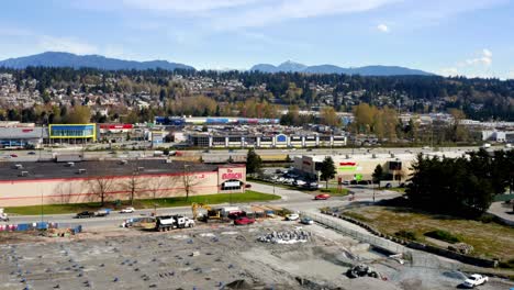 Business-Buildings-Along-Trans-Canada-Highway-In-Coquitlam,-BC,-Canada