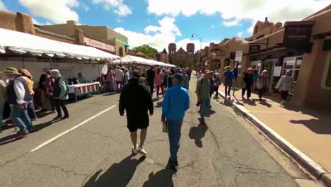 Walking-the-streets-of-downtown-Santa-Fe-during-city-fair