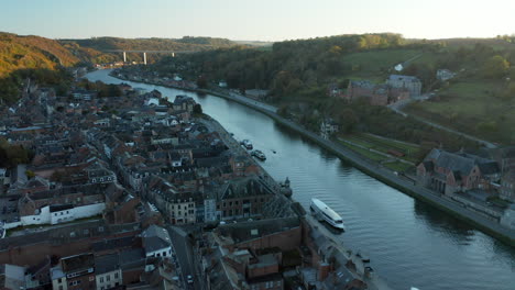 Drone-Shot-Of-Dinant-City-In-Belgium’s-Walloon-Region-In-Meuse-Riverbank