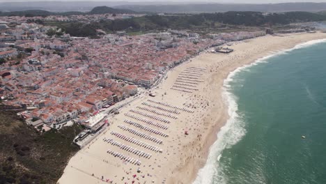 Coastal-city-of-Nazare,-Silver-coast,-Portugal