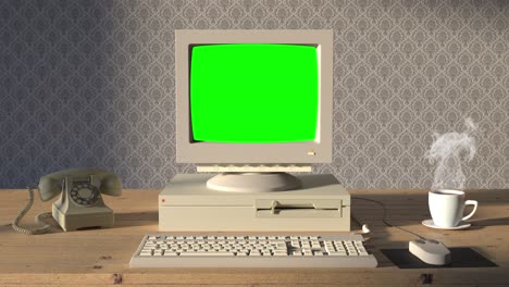 Old-PC-Turn-ON-And-OFF-Vintage-Computer-4k-Green-Screen-Transparent