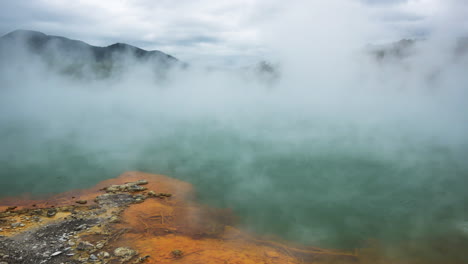 Waiotapu-is-an-active-geothermal-area-at-the-southern-end-of-the-Okataina-Volcanic-Centre,-just-north-of-the-Reporoa-caldera,-in-New-Zealand's-Taupo-Volcanic-Zone