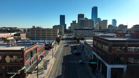 Broadway-Avenue-with-OKC-city.-Aerial-view