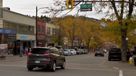 An-overcast-autumn-day-in-Downtown-Kamloops-shows-pedestrians-and-cars-crossing-Victoria-Street-and-3rd-Avenue