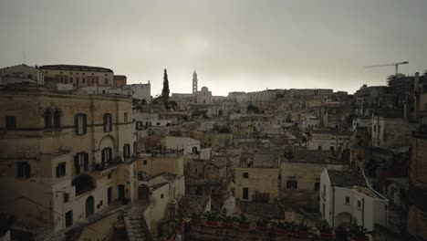 Slow-pan-shot-of-the-old-city-of-Matera-at-sunrise-in-4k