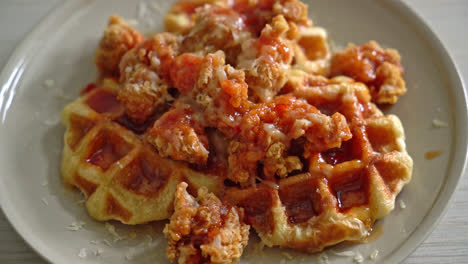 homemade-fried-chicken-with-waffle-and-cheese