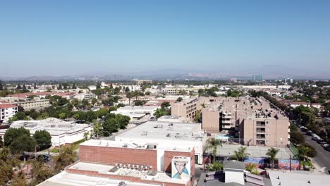 Aerial-view-of-downtown-Santa-Ana,-California,-United-States-on-a-clear-sunny-day