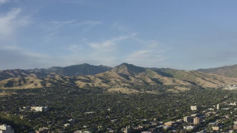 Aerial-view-of-the-Twin-Peaks-mountains-surrounding-Salt-Lake-City,-Utah