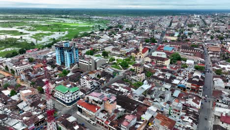 Aerial-view-of-Iquitos,-Peru,-also-known-as-the-Capital-of-the-Peruvian-Amazon