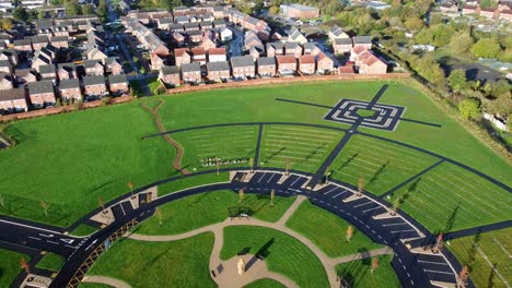 Modern-circular-cemetery-pathway-design-aerial-view-artistic-garden-of-rest-reverse-rotate-left