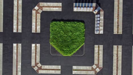 Modern-square-target-cemetery-pathway-design-aerial-view-artistic-garden-of-rest-graveyard-descent-slow
