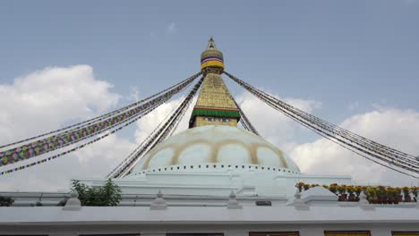 Kathmandu,-Nepal---November-1,-2021:-A-view-of-the-Boudhanath-Stupa-with-its-many-prayer-flags-in-Kathmandu,-Nepal