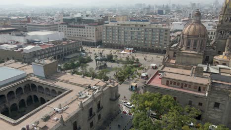 Aerial-Drone-of-Cathedral-in-Downtown,-Centro,-Guadalajara,-Mexico