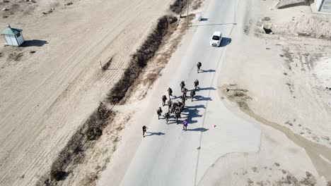 Drone-shot-IDF-Soldier-Troops-running-hand-in-hand-during-physical-training