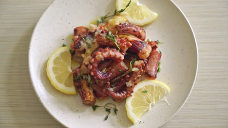 grilled-octopus-or-squid-with-butter-lemon-sauce-and-thyme