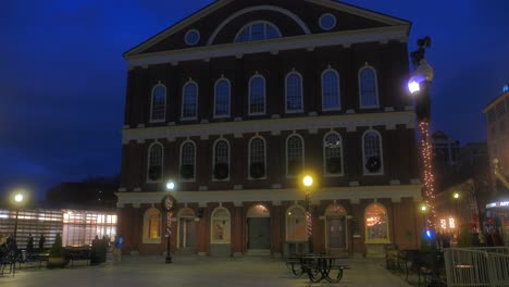 Faneuil-hall-and-quincy-market-in-Boston-massachusetts-night-dramatic-sky