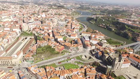 Portugal-Luftaufnahme-Von-Porto-Wichtigsten-Sehenswürdigkeiten-Der-Stadt-Vila-Nova-De-Gaia-Und-Porto-Douro
