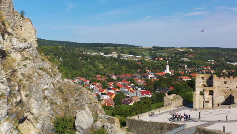 Drone-shot-flying-past-Hrad-Devín-Castle-in-Slovakia-in-Slovakia