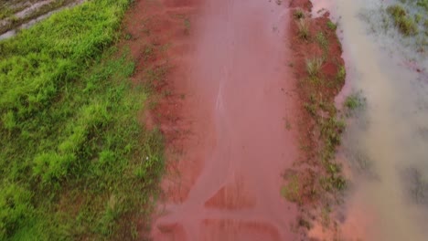 Roter-Feldweg,-Luftaufnahme