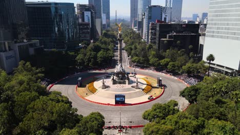 Checo-Perez-around-Independence-Angel-in-Mexico-City,-previous-racing-F1