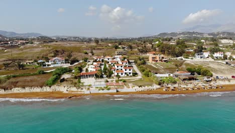 Panoramic-View-Of-The-Rural-Village-At-The-Pristine-Beach-Of-Megas-Lakkos-In-Greece