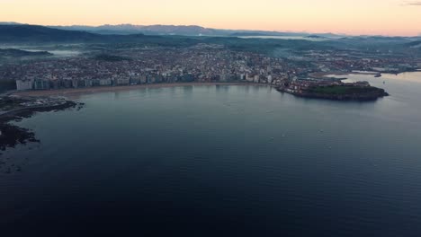 Aerial-view-of-gijon-commercial-city-of-north-Spain-European-travel-destination