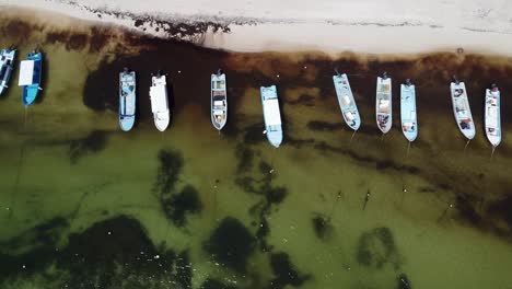 Aerial-footage-of-boats-panning-shot-right-to-left