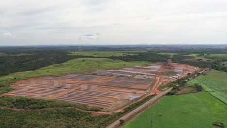 Aerial-view-of-solar-power-generation-plant-and-substation---Tocantins,-Brazil,-Amazon-region