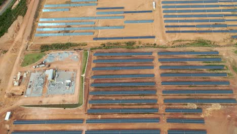 Aerial-view-of-solar-power-generation-plant-and-substation---Tocantins,-Brazil,-Amazon-region