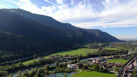 Aerial-view-of-Austrian-alps-next-to-city-Kuchl-outside-Salzburg