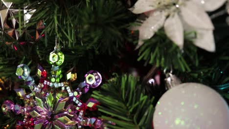 Christmas-tree-and-beautiful-ornaments.-Xmas-decorations.-Panning