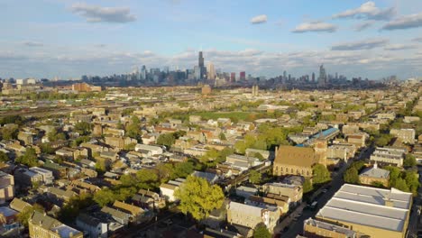 Fixed-Aerial-Shot-of-Pilsen-Neighborhood-in-Chicago,-Illinois