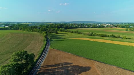 An-Aerial-View-of-Corn-and-Other-Field-During-Late-Afternoon-Sun