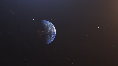Die-Erde-Dreht-Sich-Unter-Der-Sonne-Im-Weltall