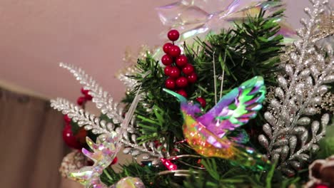 Christmas-tree,-ornaments-and-Beautiful-decorations-made-of-glass