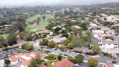 Approaching-from-a-height-above-the-city-to-the-place-of-the-wedding-ceremony-during-the-preparations-on-a-beautiful-sunny-day-in-Rancho-Santa-Fe,-California