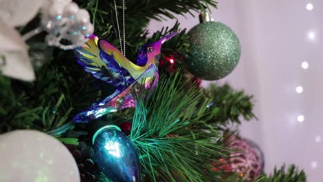 Christmas-crystal-ornaments---blue-hummingbird-and-other-decorations