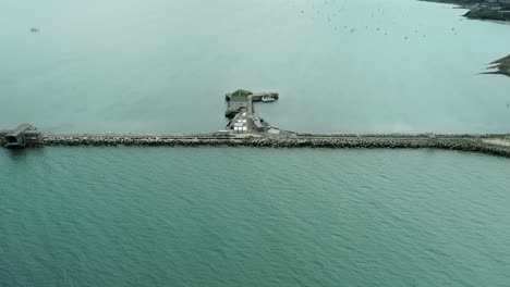 Aerial-View-Of-Breakwater-Fort-In-Portland,-Dorset,-UK---drone-shot