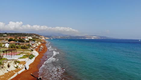 Idyllic-Ocean-At-Megas-Lakkos-Beach-In-Kefalonia,-Ionian-Islands,-Greece---aerial-drone-shot