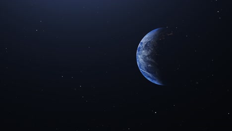 Animación-Del-Planeta-Tierra-Girando-Y-Moviéndose-Solo-En-El-Espacio