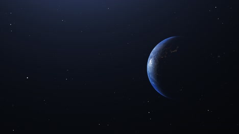 Planeta-Tierra-Animado-Moviéndose-Lentamente-En-El-Espacio